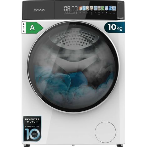 Lave-linge avec 10 kg de capacité, 1400 tr/min, moteur Inverter Plus avec fonction de dosage automatique, Stop&Go et 15 programmes.