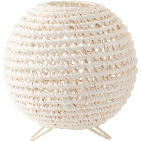 Lampe ronde blanche en métal torsadé design élégant - Blanc naturel mat (1/3)
