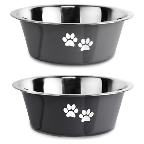Hundenapf aus Edelstahl mit rutschfestem Gummiboden und auslaufsicherem Design – wärmeisolierender Metallnapf – geeignet für große, mittlere und kleine Hunde – grau (1/5)