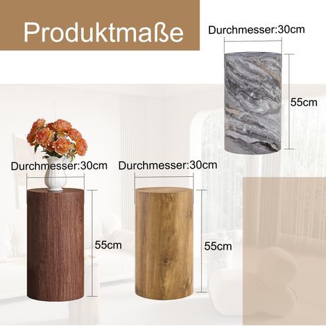 Runder Beistelltisch 30x30x55 cm Holzdekor, einsatzbereit, MDF, minimalistisches Design MEUBLIV (1/5)