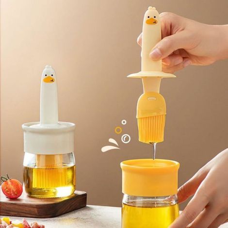 Flacon Distributeur Huile Verre - Brosse Badigeonneuse Silicone Résistante Chaleur - Pour Barbecue et Cuisine Extérieure - Lot de 2 (1/5)