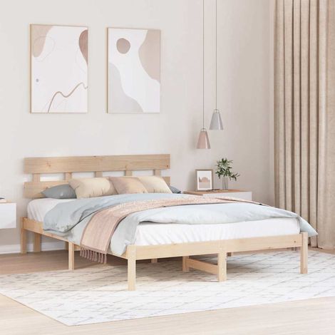 Estructura de cama Marrón 160 x 200 cm Madera maciza de Pino vidaXL (1/5)