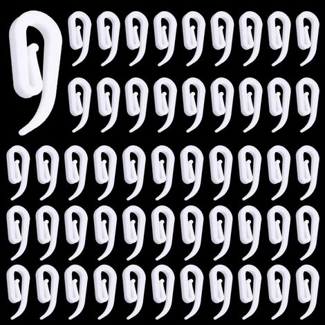 Lot de 100 Crochets de Rideaux plissés en Plastique pour Rideaux de Porte, fenêtre, Dimensions : 2,8 cm x 1,2 cm (1/5)