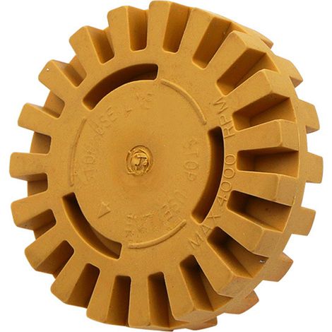 Set aus 3 Radiergummischeiben, 100 mm Durchmesser und 26 mm dick, zum effizienten und sicheren Entfernen von Zierstreifenaufklebern von Autos. (1/4)