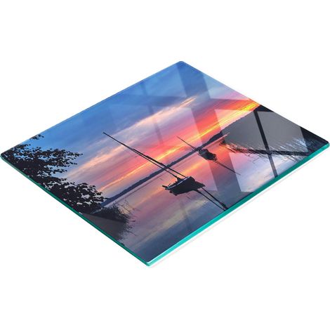 Dekoratives Schneidebrett aus gehärtetem Glas, Segelboot-Sonne, 60 x 52 cm (1/5)
