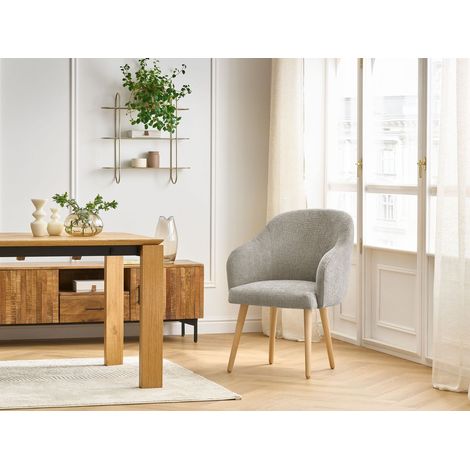 BOBOCHIC - Chaise SOPHIE tissu texturé et pieds scandinaves bois Beige (1/5)