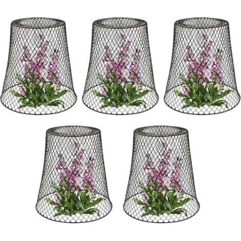 Tuteur pour végétaux, Cloche de protection pour plantes en métal - Lot de 5, Noir (1/4)