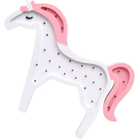 Veilleuse Murale LED Licorne Rose en Bois (1/5)