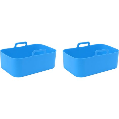 Lot de 2 paniers et tapis en silicone réutilisables et antiadhésifs pour friteuse Ninja DZ201 Foodi 8QT (bleu). Accessoires pour four à air chaud. (1/5)