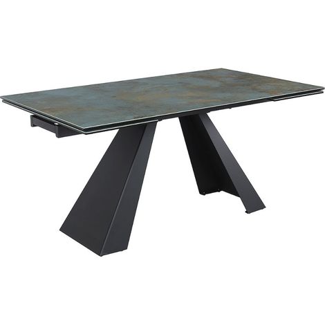 Table extensible métal & céramique verte 160cm Erol (1/5)