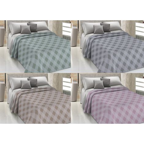 Copriletto Piquet Primavera Estate 100% Cotone Disegno Lovely Check, misuraMatrimonialecoloreRosa (1/5)