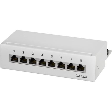 LOGILINK PATCHPANEL Cat.6A Tisch/Wand 8-Port, Gris (1/5)