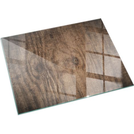 Décorative Plaque de protection de sol en verre trempé pour cheminée ou poêle moderne Motif de bois naturel 120x80 cm (1/5)