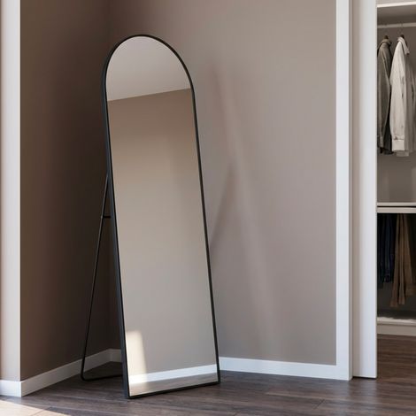 Miroir sur pied en aluminium 80 x 200 x 2.8 cm noir - Justin (1/4)