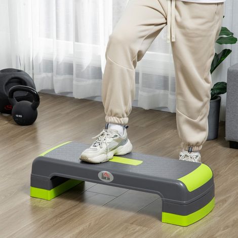 Stepper aérobique réglable 3 niveaux, charge max 150 kg, 78 x 28 x 20 cm, gris/vert, pour fitness maison et cardio (1/4)
