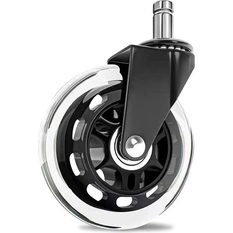 Set of 5 3-inch PU Chair Casters, Silent, (1/4)