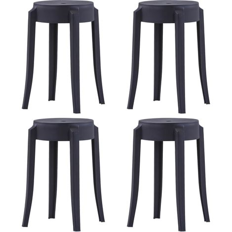Stapelbare Hocker 4 Stk. Schwarz Kunststoff