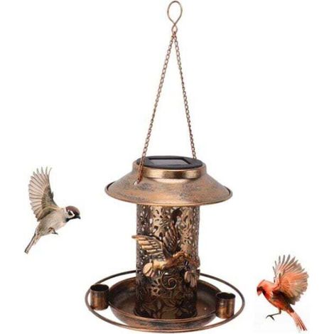 Solar-Powered Metal Bird Feeder, Outdoor Bird Feeder, Lantern Bird Feeder, Waterproof Bird Feeder, Food Dispenser (1/5)