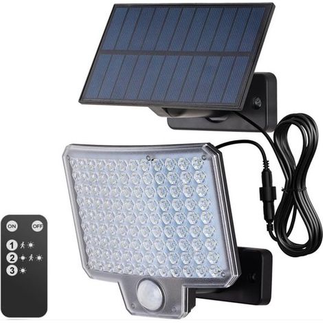 Lampada solare da esterno (con sensore di movimento, 108 LED/3 impostazioni/1500 mAh), lampada solare da esterno con telecomando, impermeabile secondo IP44, per giardino (1/5)