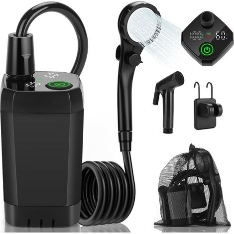 Douche Camping Portable 6000mAh avec Pompe, écran LED – Douche Extérieure IPX7, Douchette, pour Jardin, Plage, Voyage (1/5)