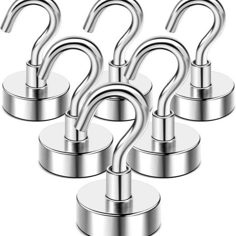 Crochets magnétiques pour guirlande lumineuse – Lot de 10, 13,6 kg – Argent – Pour réfrigérateur, cuisine, barbecue, déco (1/5)