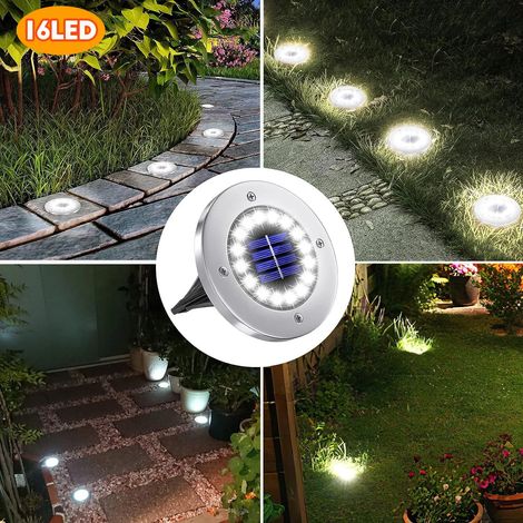 (1 pièce - 16 LED froides) Lampes solaires de sol pour décoration extérieure, 12 LED, étanches, compatibles avec cour, allée, pelouse, terrasse (1/5)