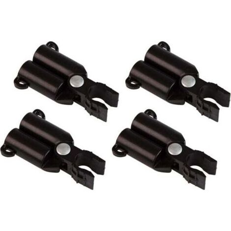 Pair Connecteurs de Tuteurs pour portique en V, XU, Charnière pour Treillis, Support pour Tuteurs de Plantes, Connecteur de Barre Clips, Ø16mm, 4 pièces, Noir (1/4)