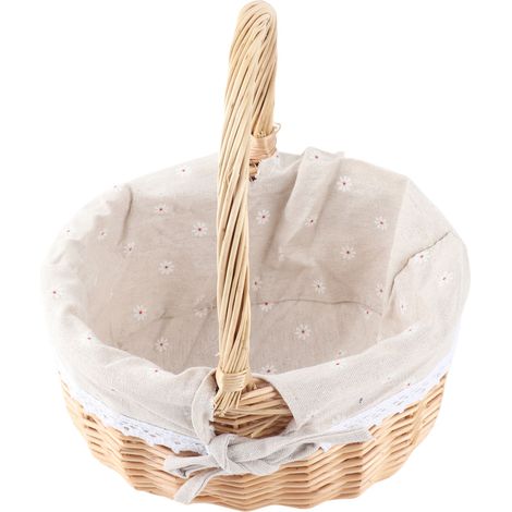 Handgefertigter ovaler Picknickkorb aus Rattan, 28 x 26 x 20 cm, für drinnen und draußen, Daisy (1/5)