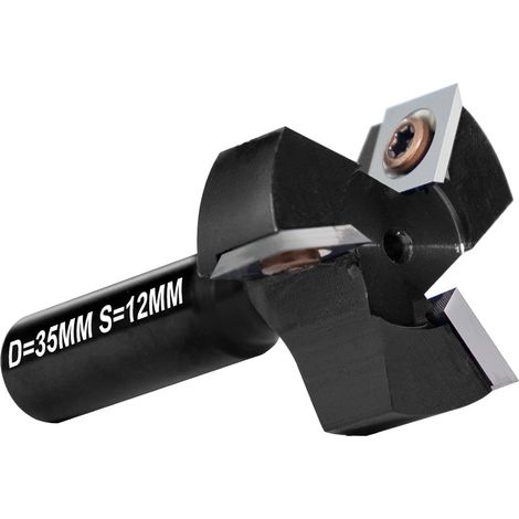 Fraise à Surfacer Tige 12mm Défonceuse, Fraise de Rabotage avec Diamètre de Coupe de 35mm, Fraise a Raboter avec 3 Lames, Fraise CNC pour bois réversible (1/5)