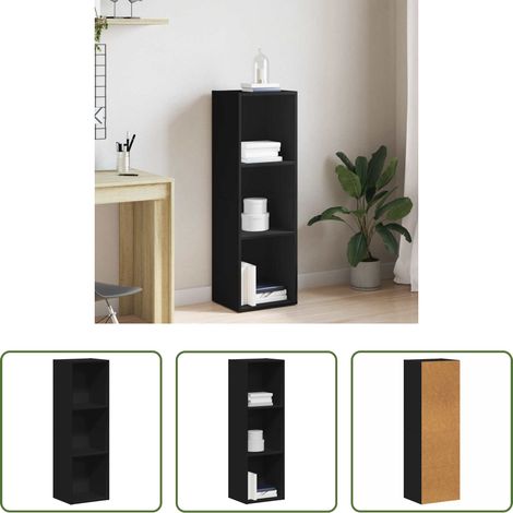 vidaXL Meuble TV - Bibliothèque/Meuble TV noir 36x30x114 cm bois d'ingénierie (1/5)