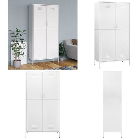 Garde-robe Blanc 90x50x180 cm Acier - Armoire Blanche - Meuble Rangement - Placard - Dressing - Armoire À Vêtements - Home & Living (1/5)