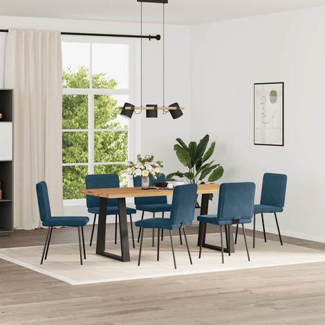 Maison Exclusive - Esszimmerstühle 6 Stk. Blau Samt