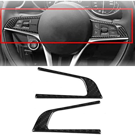 Lot de 2 garnitures décoratives en fibre de carbone pour bouton de volant pour Alfa Romeo Giulia 17-19 (1/5)