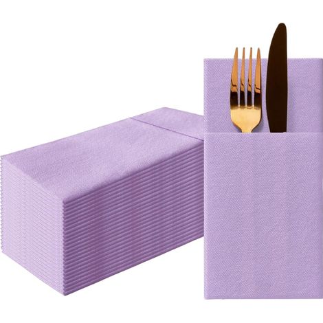 Serviettes Pochette Effet Tissu 1/8, 25 pièces - Violet (1/5)