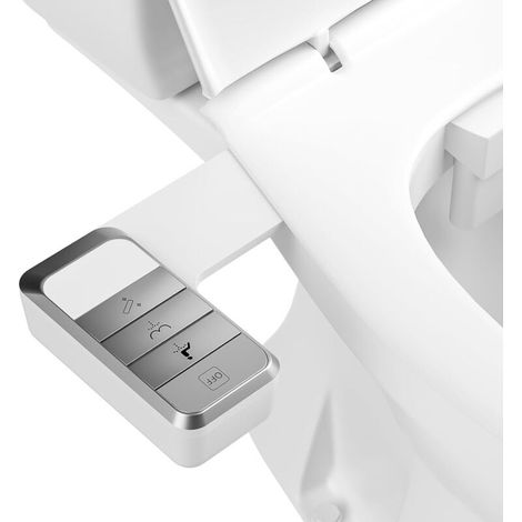 Fixation de bidet non électrique pour toilettes – Fixation ultra fine pour siège de toilette avec pression d'eau réglable, double buse autonettoyante (lavage avant et arrière) (1/5)