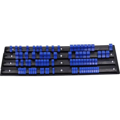 Lot de 80 supports à douilles multifonctions avec billes à ressort, rangement pour cliquets et accessoires d'atelier. (1/5)