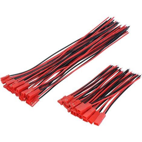 20 Paires de Connecteurs JST 22 AWG avec Câbles Male-Femelle pour LED, RC, Jouets et Hélicoptères (4 et 6 Pouces) (1/5)