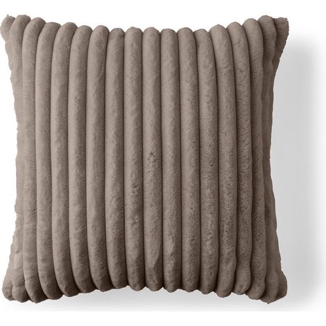 Sierra - coussin - en fausse fourrure côtelé - 60x60 cm - taupe (1/4)