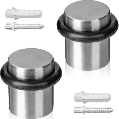 Fermaporta da pavimento con viti, 2 pezzi Fermaporta in acciaio inox - Ø20x25mm - Fermaporta spazzolato con viti e tasselli inclusi (1/5)