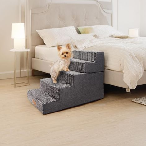 1 Escalier pour chien 5 marches antidérapantes mousse haute densité pliable pour lit canapé animaux jusqu'à 27 kg (1/5)