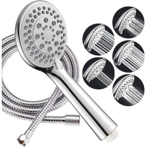 Large Water Saving High Pressure Shower Set - Anti-limescale Handheld Shower Head with 1 Stainless Steel Flexible Hose for Bathroom (1/4)