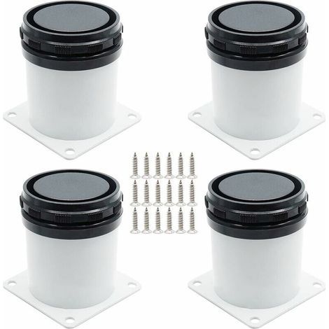 Ensemble de 4 Pieds de Meuble Réglables - Acier Inoxydable - Avec Vis - Blanc - Hauteur de 5cm (1/5)