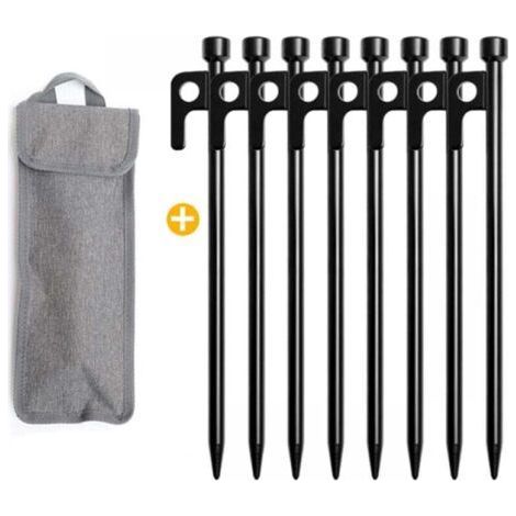 8 Pack Tent Stakes, 30cm Tent Stakes, Camping Stakes with Hooks and Stakes, Tent Stakes, Tent Stakes, Suitable for Camping and Outdoors (Black) (1/4)