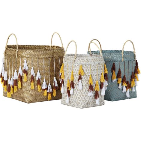 Panier bambou déco exotique aux teintes vives - Teintes ethniques et chaleureuses (1/4)