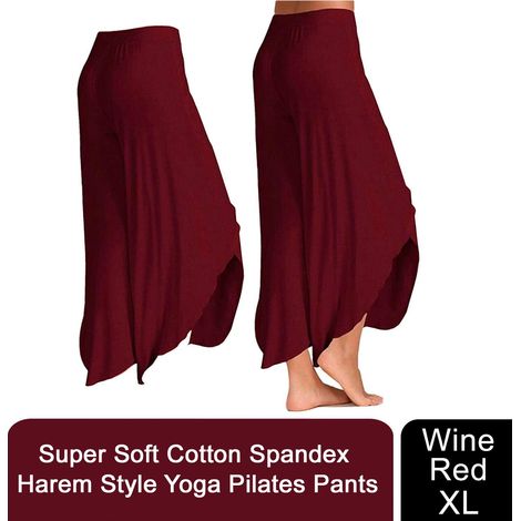 Aquarius Super Soft Modal Spandex Yoga Pilates Pants, Wine Red XL (1/5)