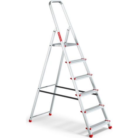 Escabeau domestique pliant en aluminium à 6 marches avec crochet, charge maximale 125 kg. (1/5)