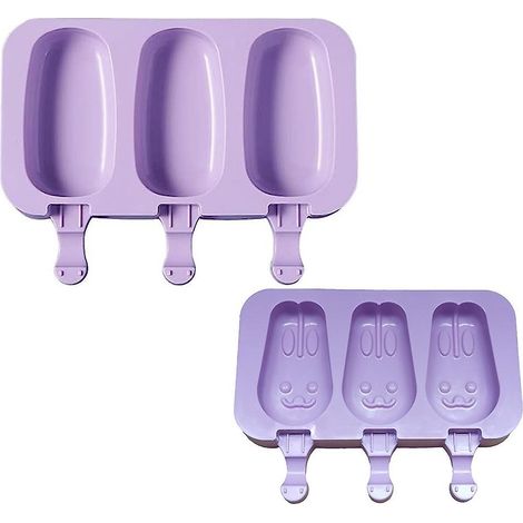 (ovale Violet + Lapin Violet) Moule  Crme Glace Avec Couvercle (envoyer Un Bton En Bois) - Moule  Glaons Mnagers - Machine  Glaons Crative En File (1/5)