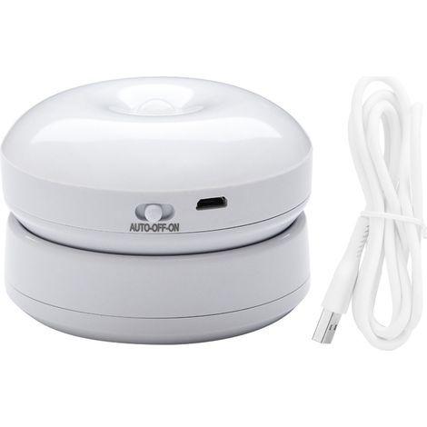 Lampe de nuit avec détecteur de mouvement rechargeable LED pivotant 360° blanc pour escalier placard mur (1/5)