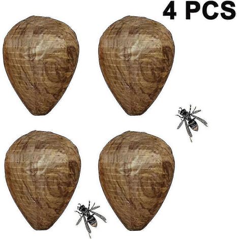 Lot de 4 leurres de nids de guêpes imperméables à suspendre, répulsifs anti-frelons, faux nids de guêpes en tissu non toxiques. (1/5)