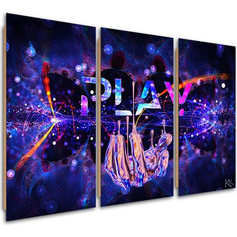 Quadro deco panel 3 paneli, Neon con il gioco dell'iscrizione - 60x40 (1/5)
